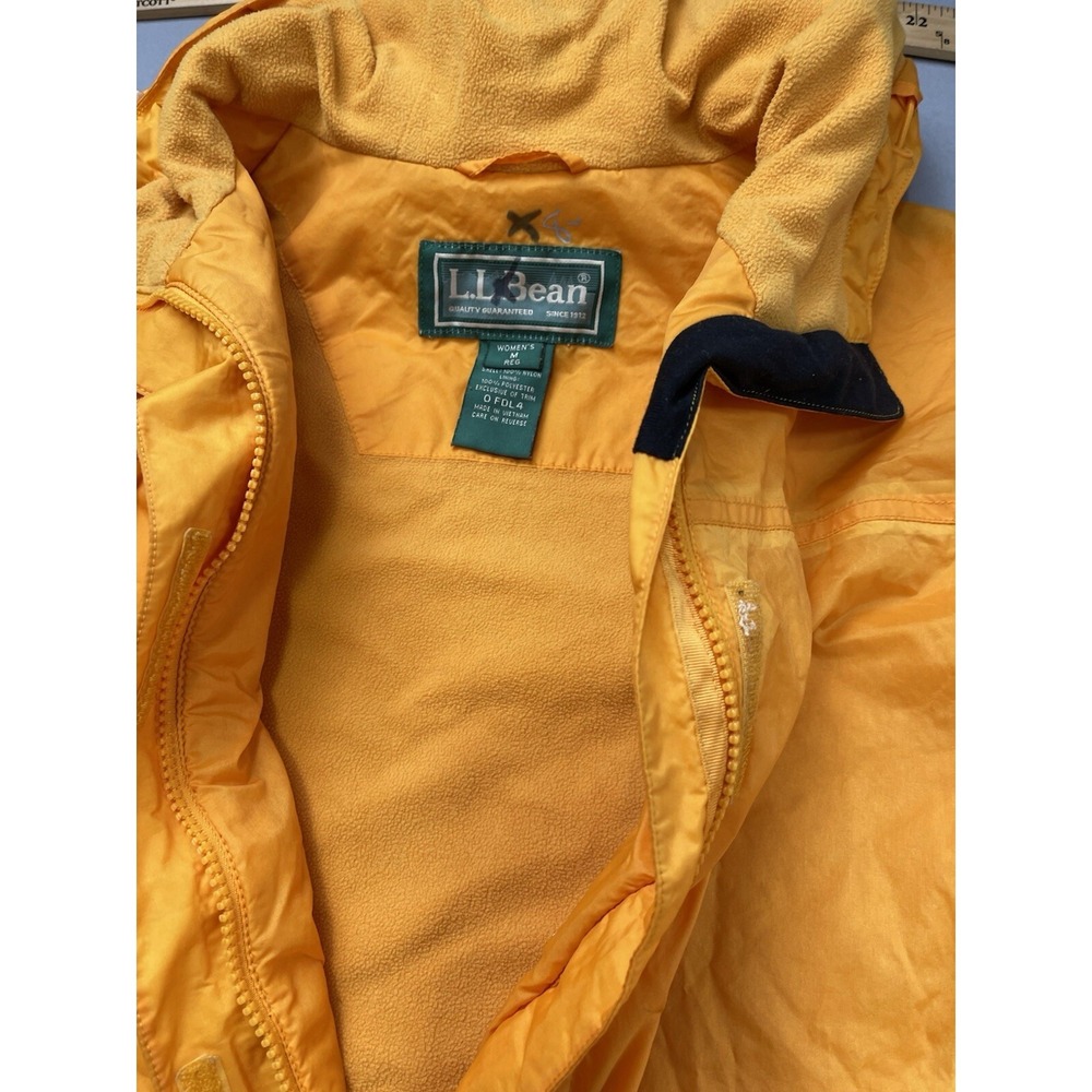 LL Bean Womens Jacket Medium Yellow Gorpcore Hiking Outdoor Fleece Lined Vintage - Picture 7 of 12